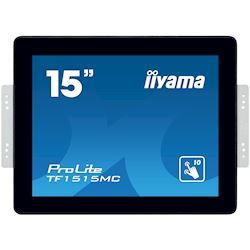 iiyama Prolite monitor TF1515MC-B2 15" Black, 1024 x 768 resolution, Projective Capacitive 10pt Touch, equipped with touch through glass function, (Mounting brackets not included)
