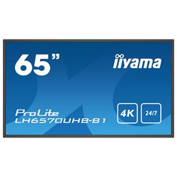 iiyama Prolite monitor LH6570UHB-B1 65" VA, Slim Bezel, 4K UHD, 24/7, Landscape/Portrait, 700cd/m2 brightness