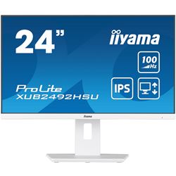 iiyama ProLite monitor XUB2492HSU-W6 24" IPS, Full HD, White, 3-side borderless, 1000hz refresh rate, HDMI, Display Port, USB Hub, Height Adjustable