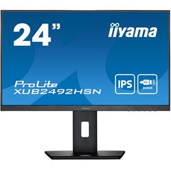 iiyama ProLite monitor XUB2492HSN-B5 24" IPS, Full HD, Ultra Slim Bezel, HDMI, Display Port, USB-C dock, Height Adjustable. 