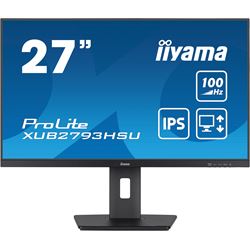 iiyama ProLite monitor XUB2793HSU-B6, 27" 3-side borderless design, IPS, 100hz, Height Adjustable and pivot function, HDMI, DisplayPort, FreeSync, Flicker free